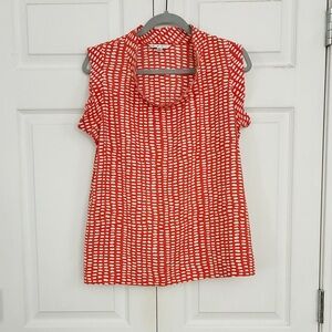 CAbi Red Patterned Sleeveless Blouse